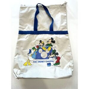 Vintage 1994 Disney Channel Bucket Draw String Beach Bag Mickey‎ Mouse Travel